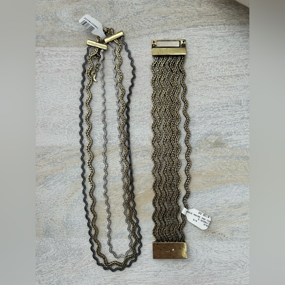 NWT Johnny Was Ric Rac Gold & Silver Necklace & Bracelet Set Triple Strand - Picture 15 of 16